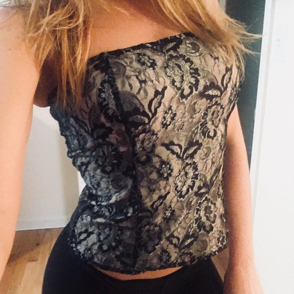 EXPRESS Lace Strapless Corset Tube Top